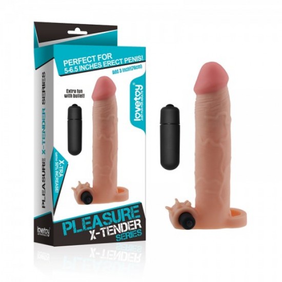 Насадка удлиняющая с вибрацией (20*4,3) SUPER-REALISTIC PENIS