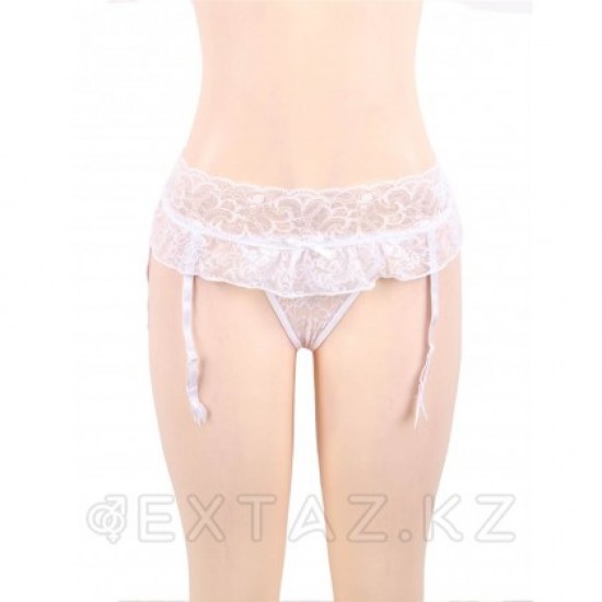 Пояс для чулок кружевной White Sexy Bow (XL-2XL)