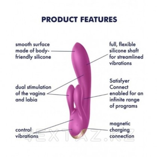 Вибратор с клиторальным стимулятором Satisfyer Double Flex Connect App лиловый