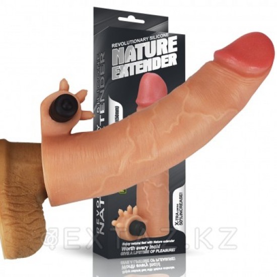 Насадка на пенис с вибропулей Nature Extender Flesh (19 см)