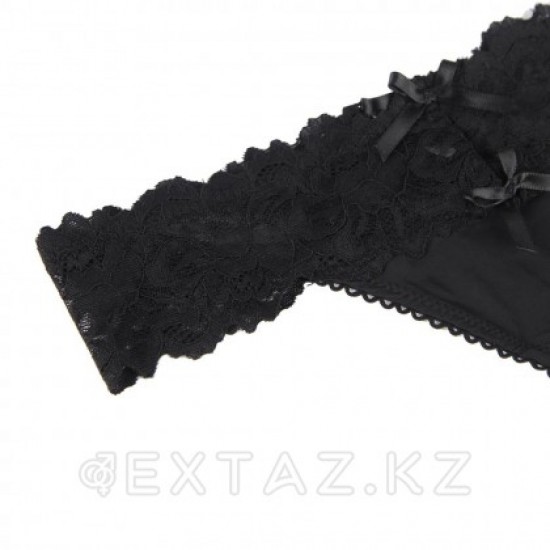 Трусики танга Sexy Floral Lace черные (размер XL-2XL)