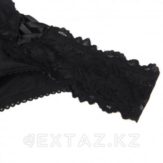 Трусики танга Sexy Floral Lace черные (размер XL-2XL)