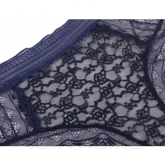 Трусики бразилиана Floral Lace синие (размер M-L)