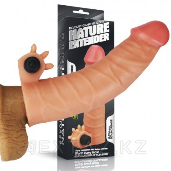 Насадка на пенис с вибропулей Nature Extender Flesh (17,8 см)